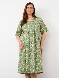 Женское платье П-012 ЦЗ Цветы (зеленый)